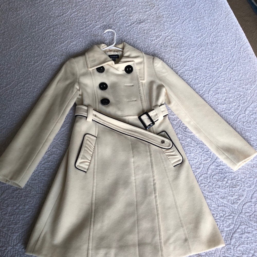 Bebe White w/ Black trim Wool Peacoat